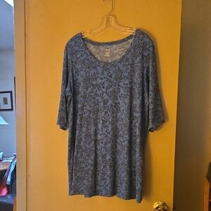 J. Jill Sky Blue Patterned Long Sleeve Tee